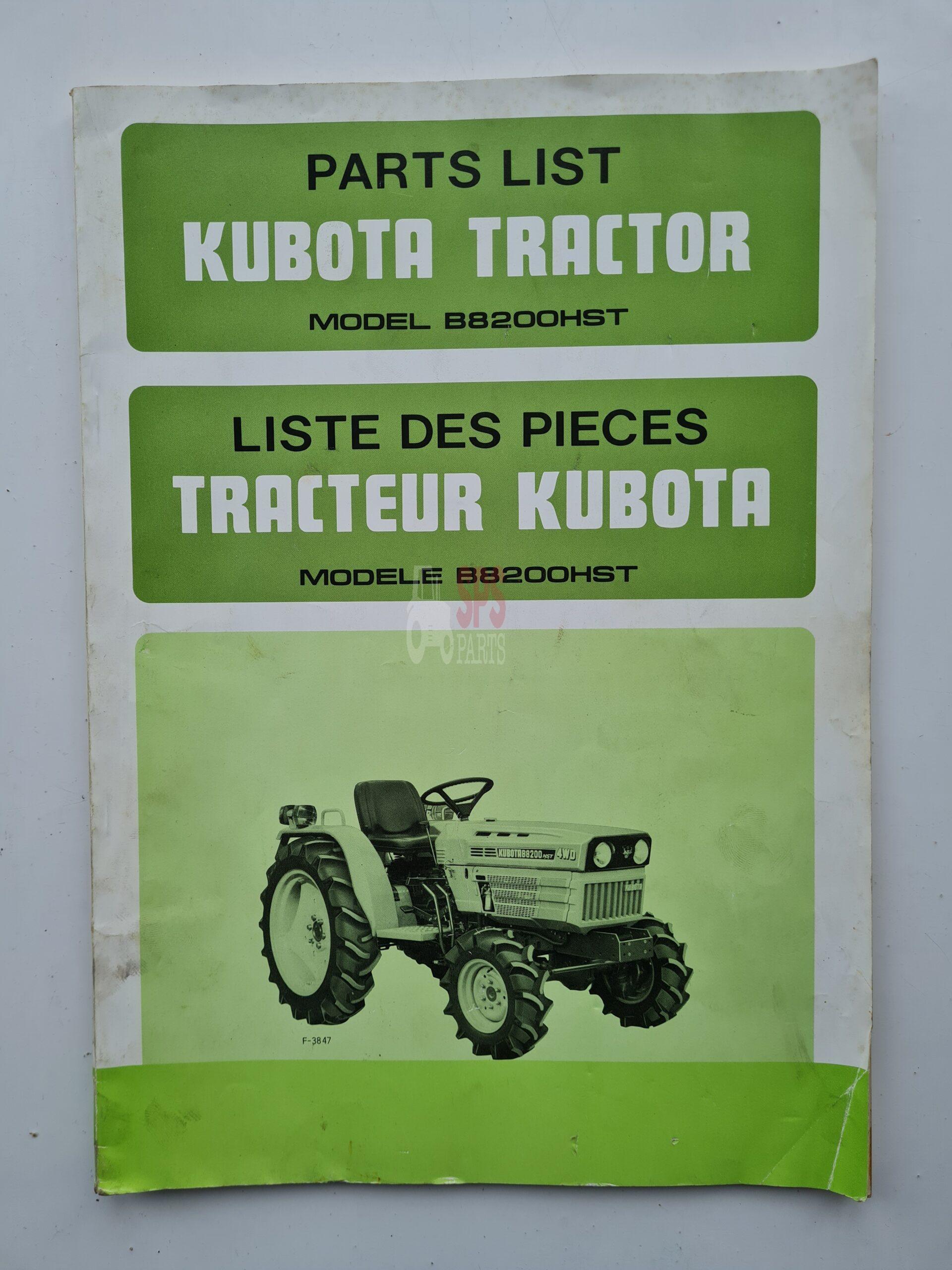Kubota B8200hst Tractor Parts Catalogue Sps Parts