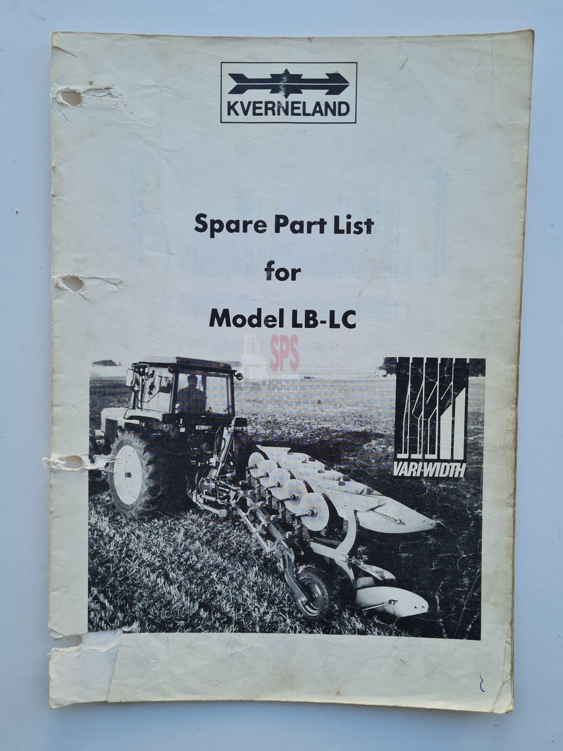 Kverneland LB-LC Plough Parts Catalogue - SPS Parts