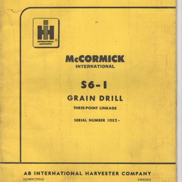 McCormick International S6-1 Drill Parts Catalogue