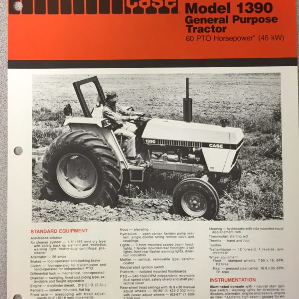 Case 1390 Tractor Sales Brochure