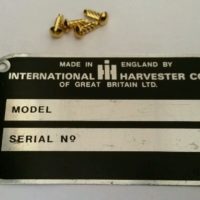 International B275 Tractor Serial No Plate with Fixings